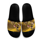 Hawthorn Hawks Australian Football Slide Sandals Fierce Bird Mascot With Indigenous Pattern Art