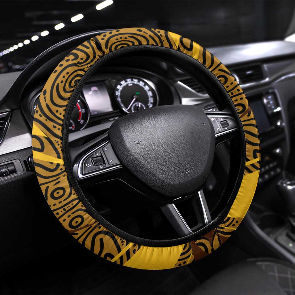 Hawthorn Hawks Australian Football Steering Wheel Cover Fierce Bird Mascot With Indigenous Pattern Art