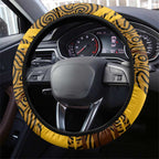 Hawthorn Hawks Australian Football Steering Wheel Cover Fierce Bird Mascot With Indigenous Pattern Art