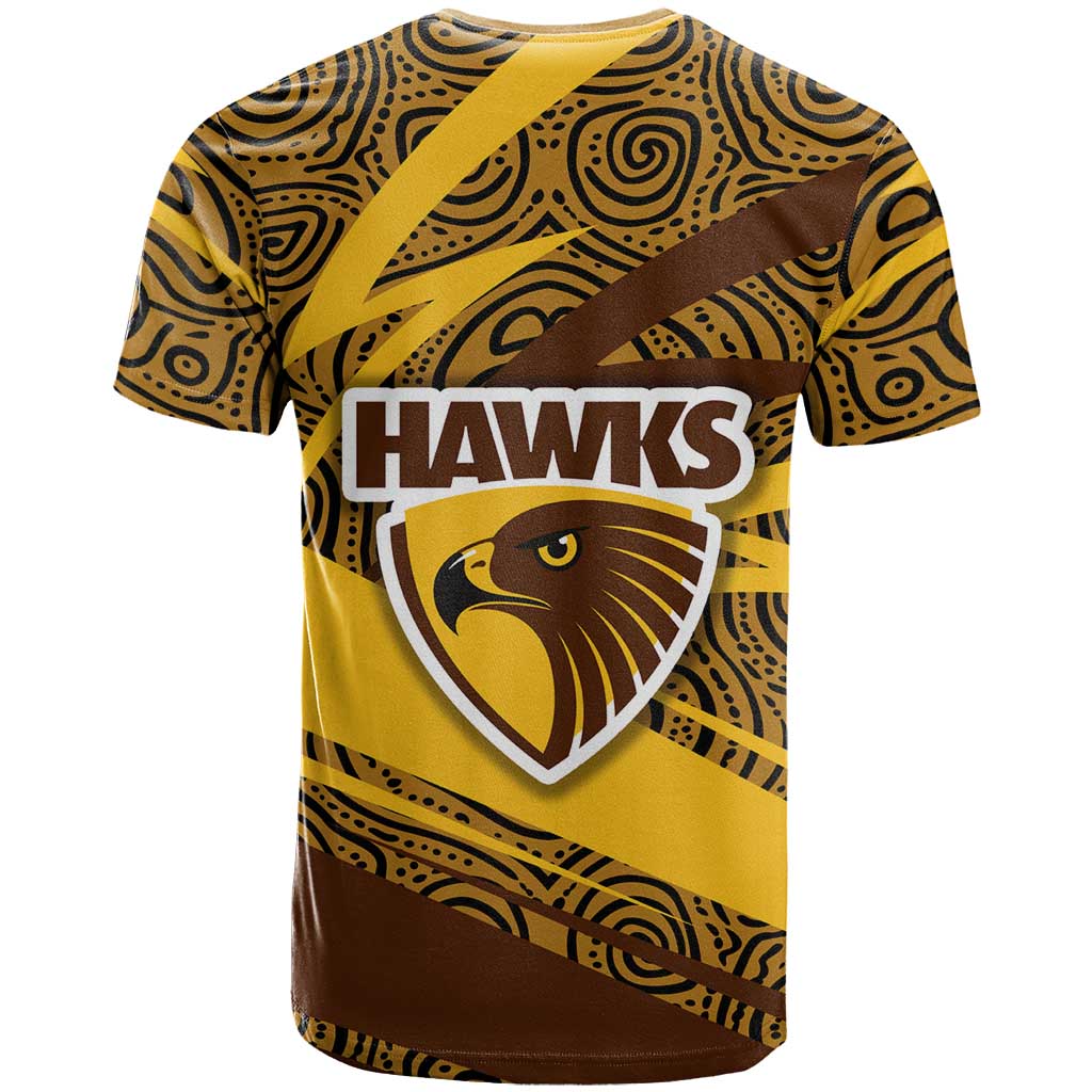 Hawthorn Hawks Australian Football T Shirt Fierce Bird Mascot With Indigenous Pattern Art