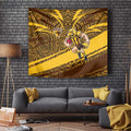 Hawthorn Hawks Australian Football Tapestry Fierce Bird Mascot With Indigenous Pattern Art