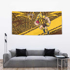 Hawthorn Hawks Australian Football Tapestry Fierce Bird Mascot With Indigenous Pattern Art