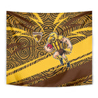 Hawthorn Hawks Australian Football Tapestry Fierce Bird Mascot With Indigenous Pattern Art