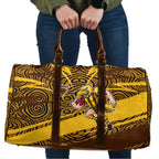 Hawthorn Hawks Australian Football Travel Bag Fierce Bird Mascot With Indigenous Pattern Art