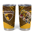 Hawthorn Hawks Australian Football Tumbler Cup Fierce Bird Mascot With Indigenous Pattern Art