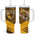 Hawthorn Hawks Australian Football Tumbler With Handle Fierce Bird Mascot With Indigenous Pattern Art