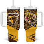 Hawthorn Hawks Australian Football Tumbler With Handle Fierce Bird Mascot With Indigenous Pattern Art