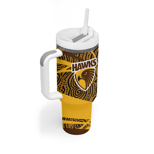 Hawthorn Hawks Australian Football Tumbler With Handle Fierce Bird Mascot With Indigenous Pattern Art