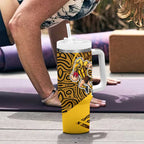 Hawthorn Hawks Australian Football Tumbler With Handle Fierce Bird Mascot With Indigenous Pattern Art