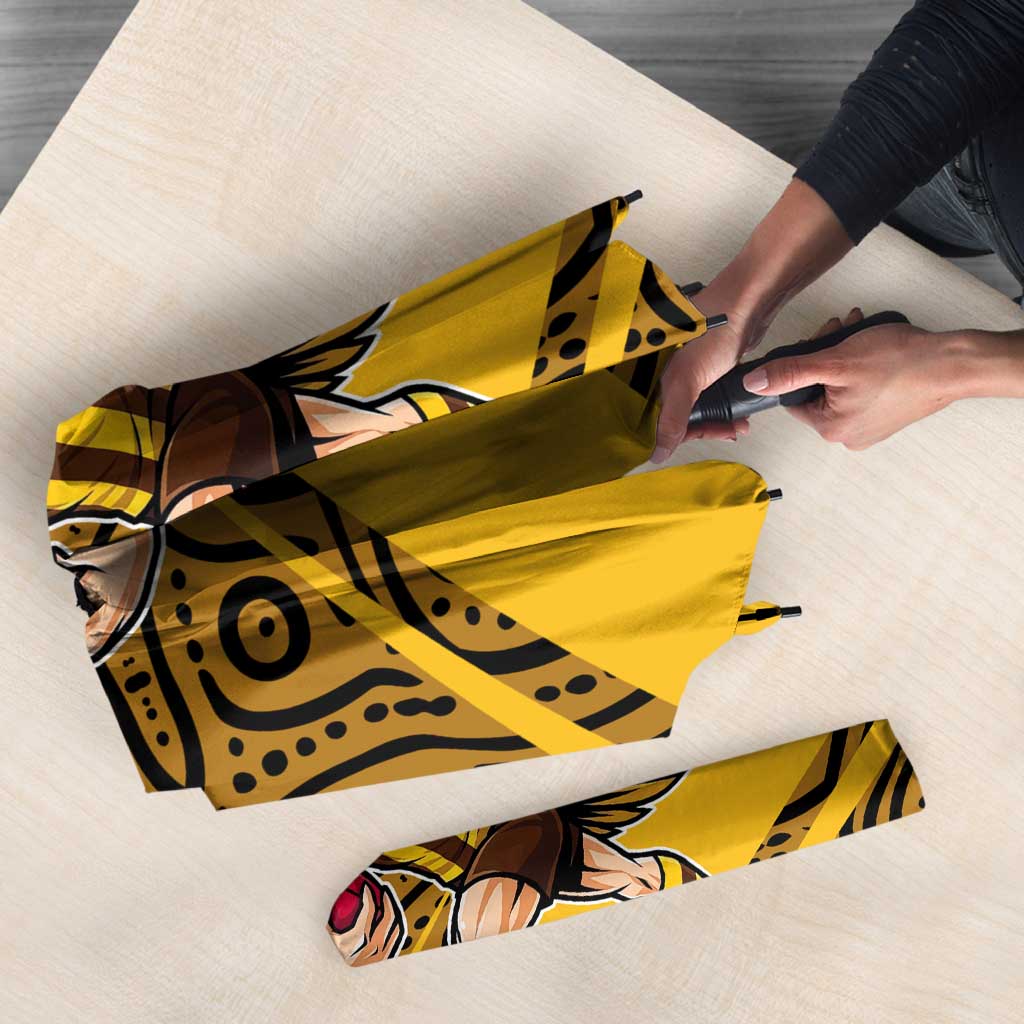 Hawthorn Hawks Australian Football Umbrella Fierce Bird Mascot With Indigenous Pattern Art