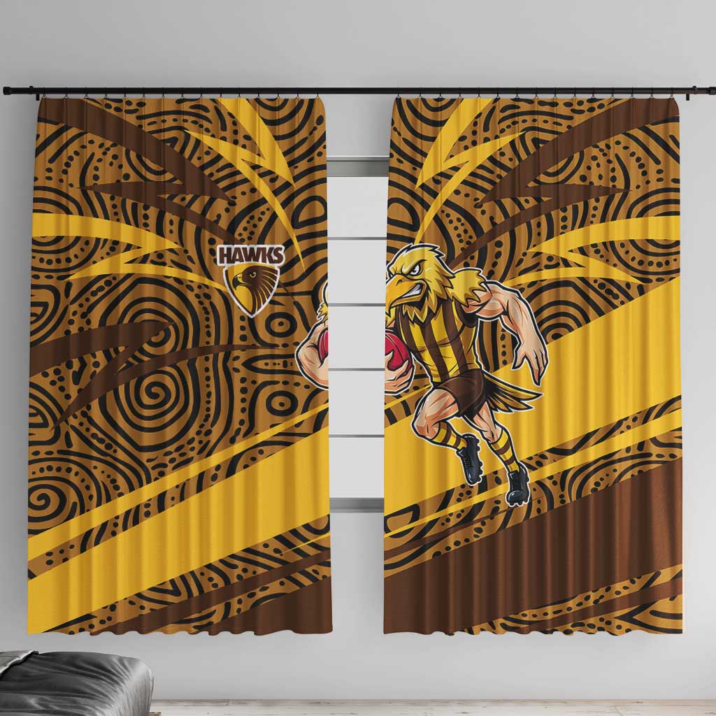 Hawthorn Hawks Australian Football Window Curtain Fierce Bird Mascot With Indigenous Pattern Art