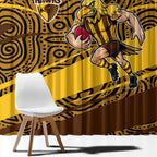 Hawthorn Hawks Australian Football Window Curtain Fierce Bird Mascot With Indigenous Pattern Art