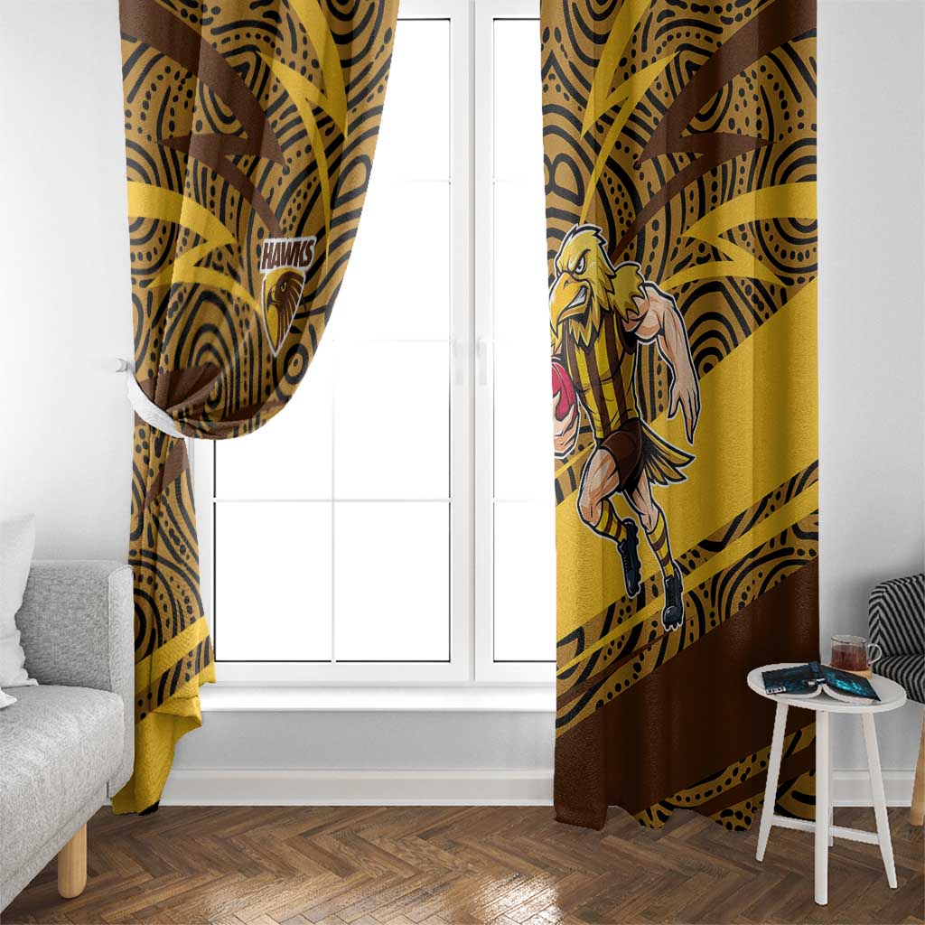 Hawthorn Hawks Australian Football Window Curtain Fierce Bird Mascot With Indigenous Pattern Art