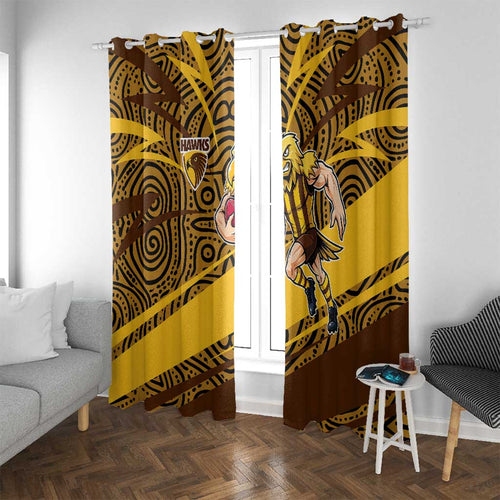 Hawthorn Hawks Australian Football Window Curtain Fierce Bird Mascot With Indigenous Pattern Art