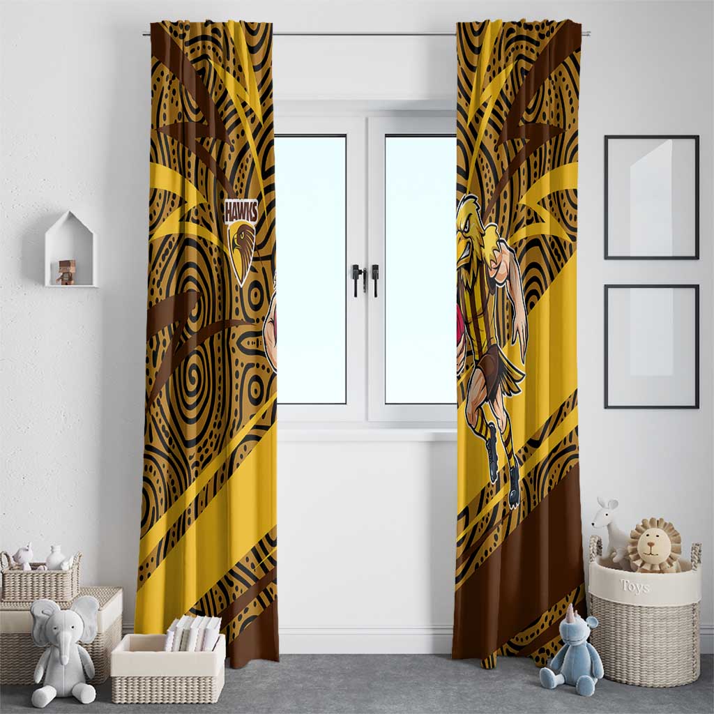 Hawthorn Hawks Australian Football Window Curtain Fierce Bird Mascot With Indigenous Pattern Art