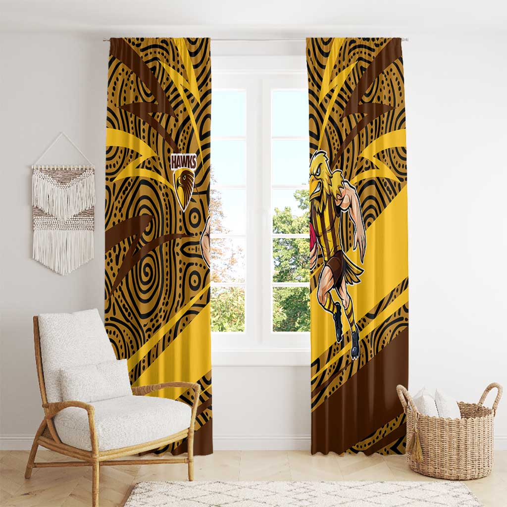 Hawthorn Hawks Australian Football Window Curtain Fierce Bird Mascot With Indigenous Pattern Art