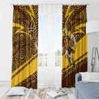 Hawthorn Hawks Australian Football Window Curtain Fierce Bird Mascot With Indigenous Pattern Art