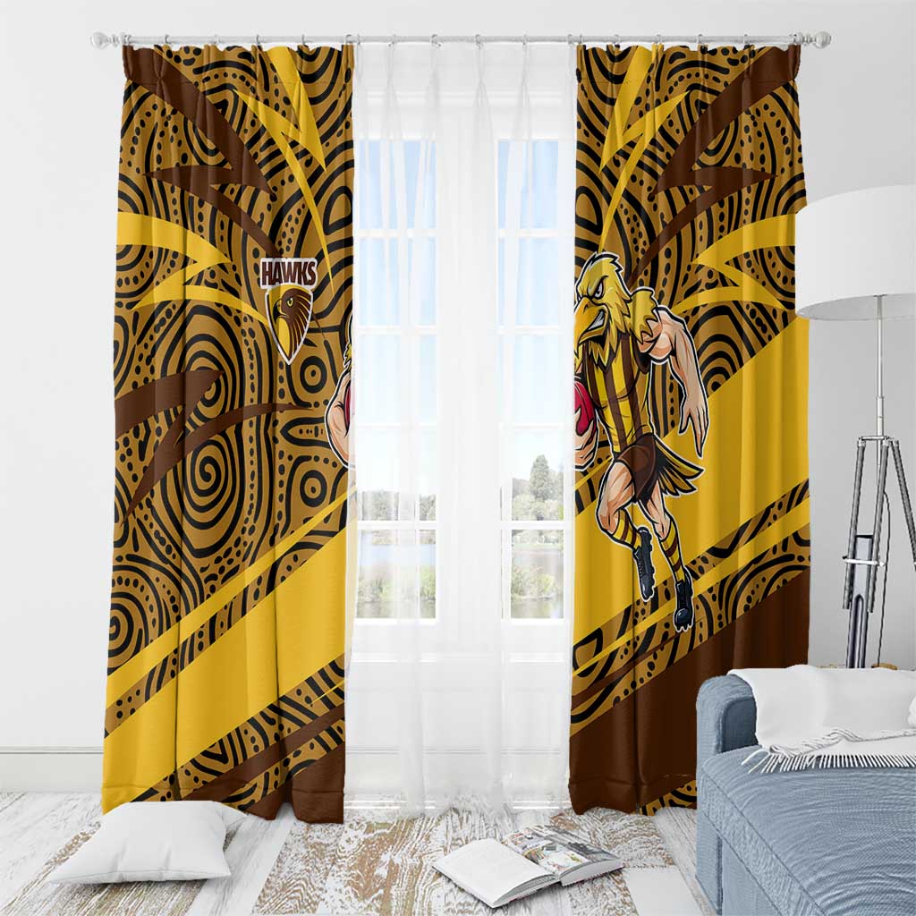 Hawthorn Hawks Australian Football Window Curtain Fierce Bird Mascot With Indigenous Pattern Art