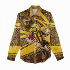 Hawthorn Hawks Australian Football Women Casual Shirt Fierce Bird Mascot With Indigenous Pattern Art