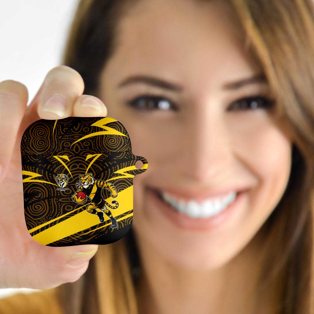Richmond Tigers Australian Football AirPods Case Powerful Tiger Mascot With Indigenous Pattern Art