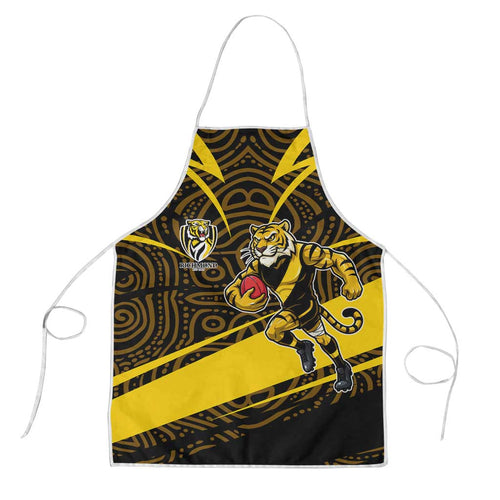 Richmond Tigers Australian Football Apron Powerful Tiger Mascot With Indigenous Pattern Art