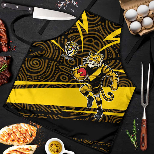Richmond Tigers Australian Football Apron Powerful Tiger Mascot With Indigenous Pattern Art