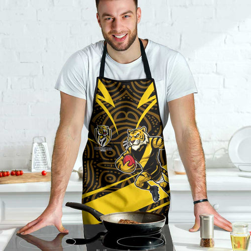 Richmond Tigers Australian Football Apron Powerful Tiger Mascot With Indigenous Pattern Art