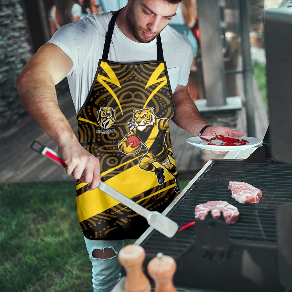 Richmond Tigers Australian Football Apron Powerful Tiger Mascot With Indigenous Pattern Art