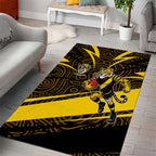 Richmond Tigers Australian Football Area Rug Powerful Tiger Mascot With Indigenous Pattern Art