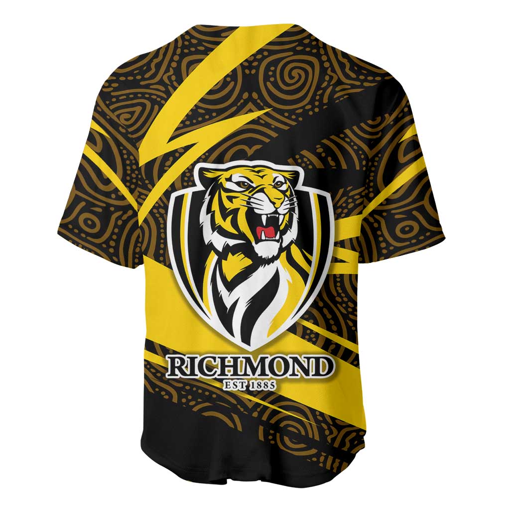 Richmond Tigers Australian Football Baseball Jersey Powerful Tiger Mascot With Indigenous Pattern Art
