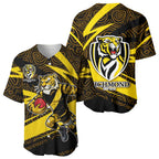 Richmond Tigers Australian Football Baseball Jersey Powerful Tiger Mascot With Indigenous Pattern Art