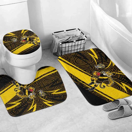 Richmond Tigers Australian Football Bathroom Set Powerful Tiger Mascot With Indigenous Pattern Art
