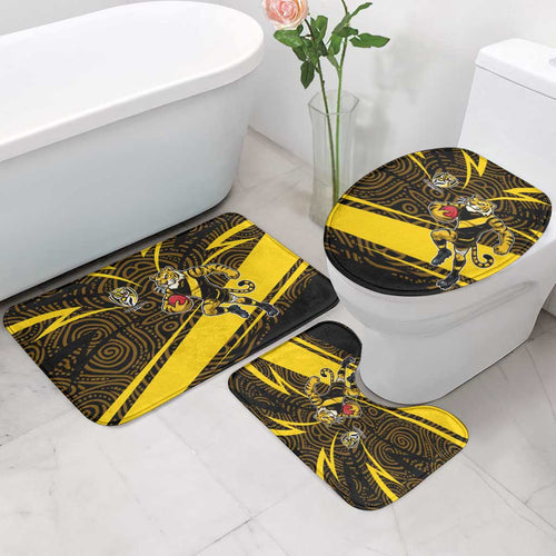 Richmond Tigers Australian Football Bathroom Set Powerful Tiger Mascot With Indigenous Pattern Art