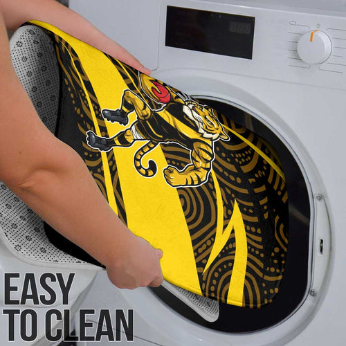 Richmond Tigers Australian Football Bathroom Set Powerful Tiger Mascot With Indigenous Pattern Art