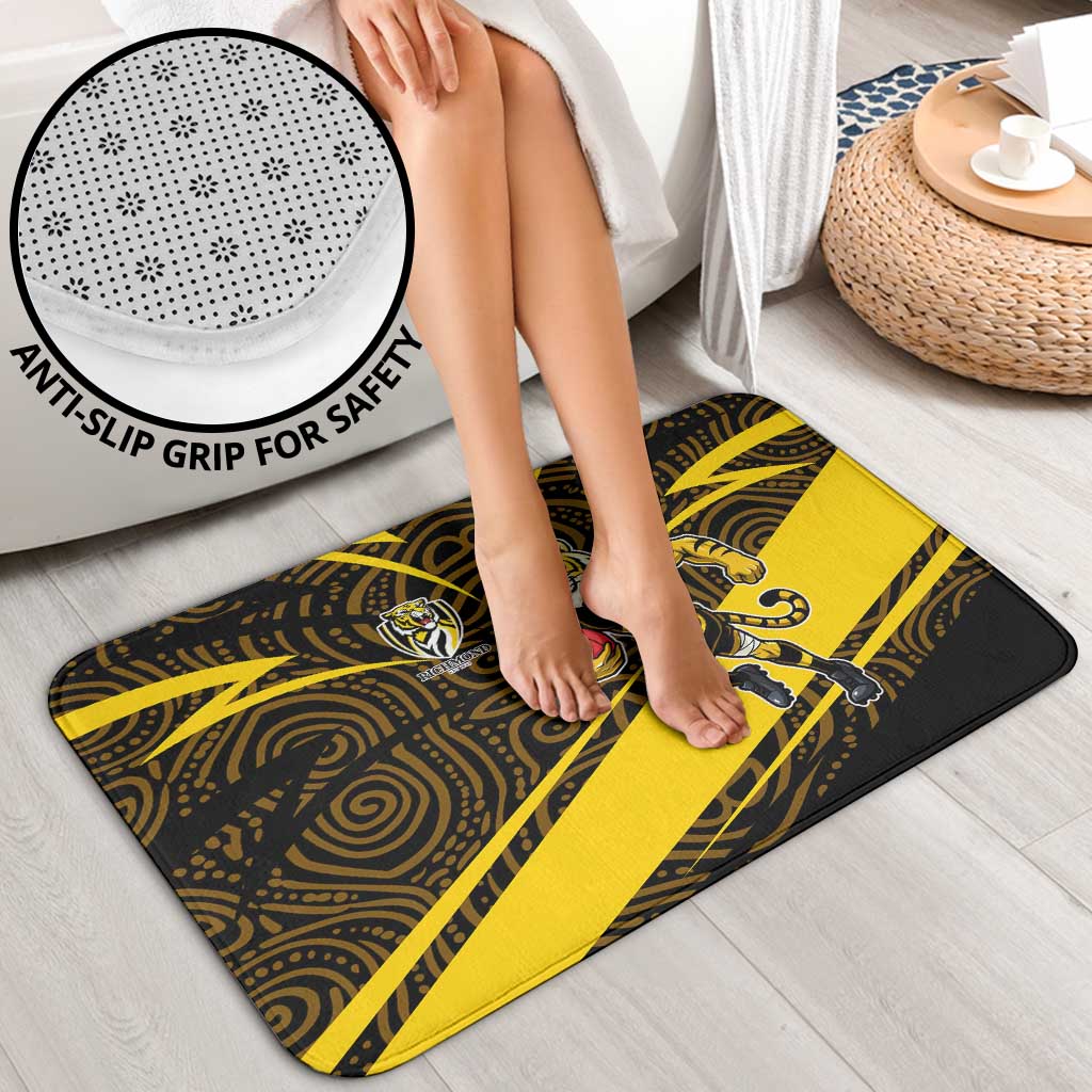 Richmond Tigers Australian Football Bathroom Set Powerful Tiger Mascot With Indigenous Pattern Art