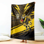 Richmond Tigers Australian Football Blanket Powerful Tiger Mascot With Indigenous Pattern Art