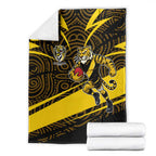 Richmond Tigers Australian Football Blanket Powerful Tiger Mascot With Indigenous Pattern Art