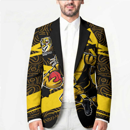 Richmond Tigers Australian Football Blazer Powerful Tiger Mascot With Indigenous Pattern Art