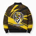 Richmond Tigers Australian Football Bomber Puffer Jacket Powerful Tiger Mascot With Indigenous Pattern Art