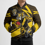 Richmond Tigers Australian Football Bomber Puffer Jacket Powerful Tiger Mascot With Indigenous Pattern Art