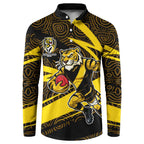 Richmond Tigers Australian Football Button Sweatshirt Powerful Tiger Mascot With Indigenous Pattern Art