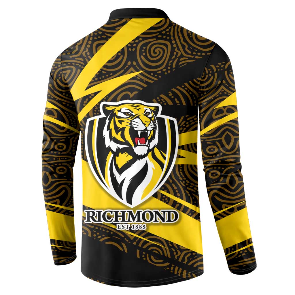 Richmond Tigers Australian Football Button Sweatshirt Powerful Tiger Mascot With Indigenous Pattern Art