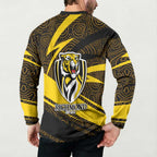 Richmond Tigers Australian Football Button Sweatshirt Powerful Tiger Mascot With Indigenous Pattern Art