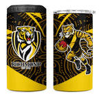 Richmond Tigers Australian Football 4 in 1 Can Cooler Tumbler Powerful Tiger Mascot With Indigenous Pattern Art