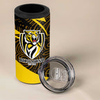 Richmond Tigers Australian Football 4 in 1 Can Cooler Tumbler Powerful Tiger Mascot With Indigenous Pattern Art