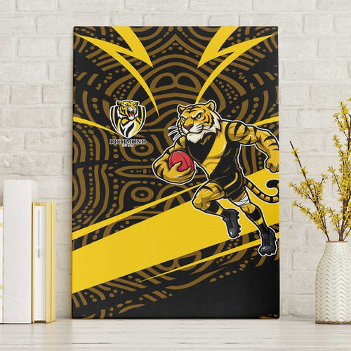 Richmond Tigers Australian Football Canvas Wall Art Powerful Tiger Mascot With Indigenous Pattern Art