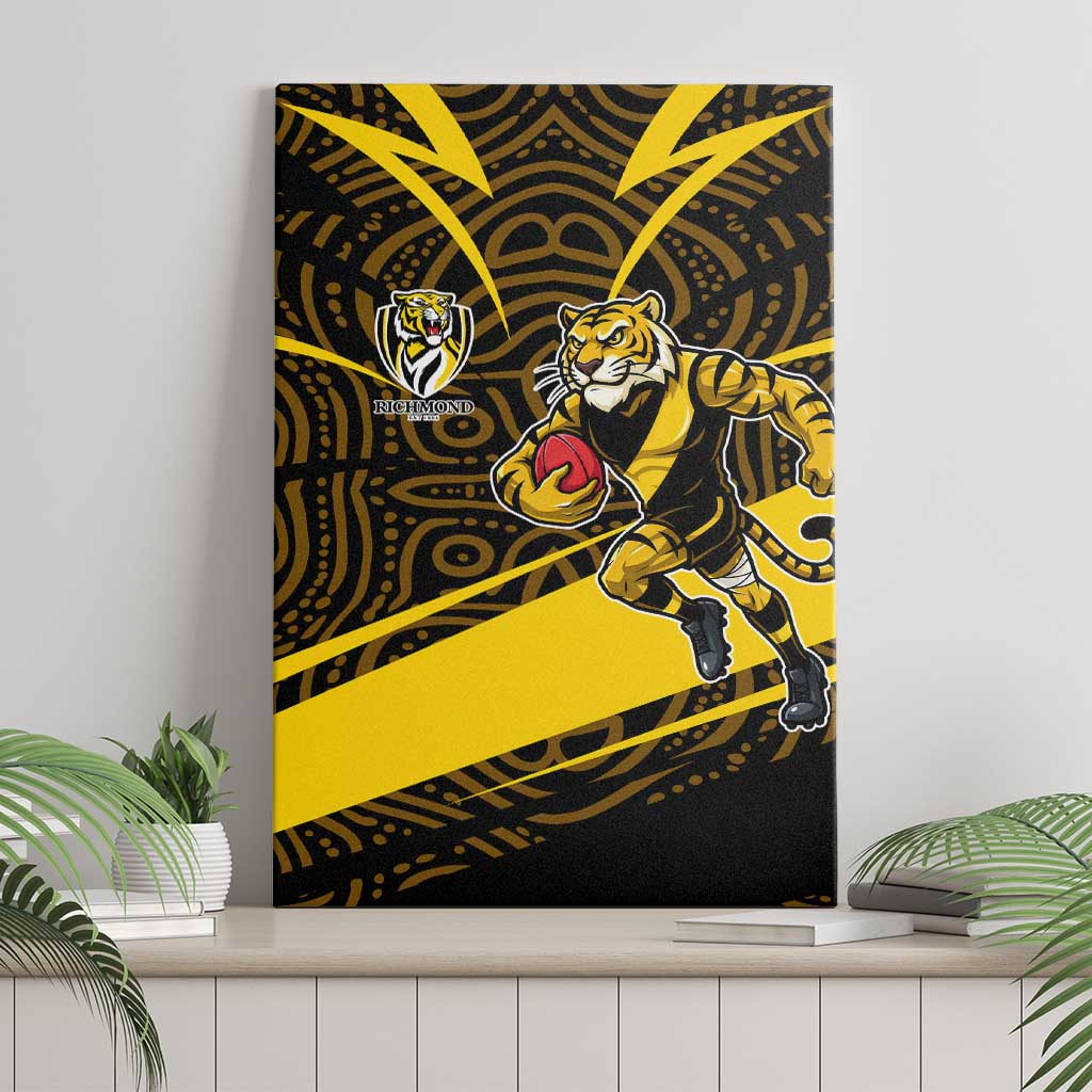 Richmond Tigers Australian Football Canvas Wall Art Powerful Tiger Mascot With Indigenous Pattern Art