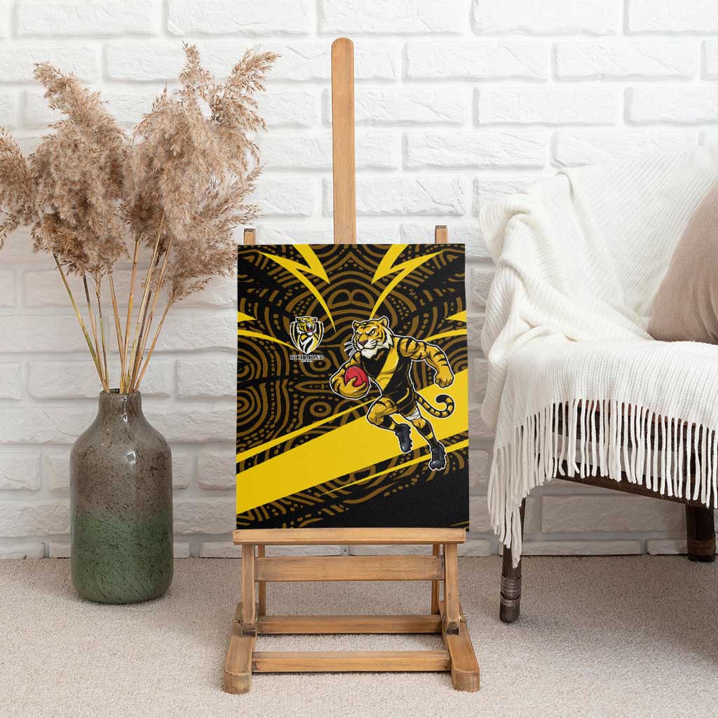 Richmond Tigers Australian Football Canvas Wall Art Powerful Tiger Mascot With Indigenous Pattern Art