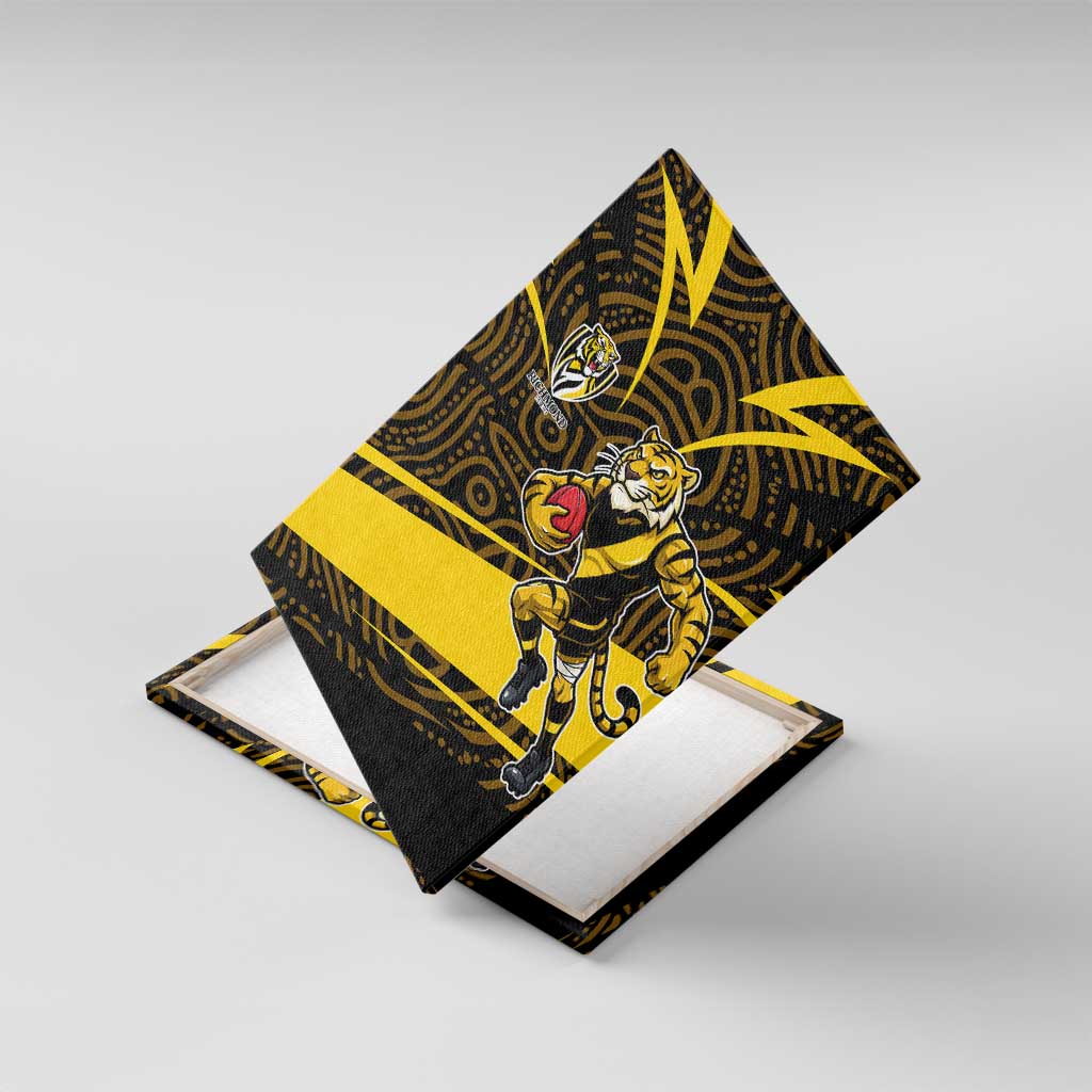 Richmond Tigers Australian Football Canvas Wall Art Powerful Tiger Mascot With Indigenous Pattern Art