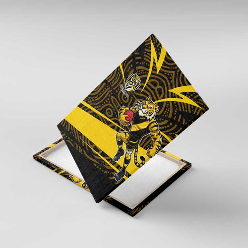 Richmond Tigers Australian Football Canvas Wall Art Powerful Tiger Mascot With Indigenous Pattern Art